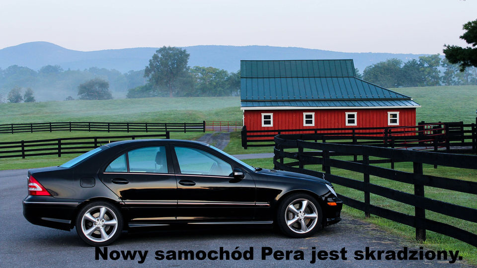 Nowy samochód Pera jest skradziony.